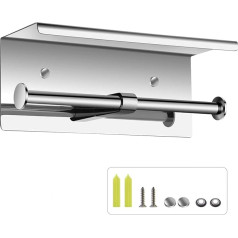 Fydun Wall Mounted Double Roll Toilet Paper Holder Stainless Steel SUS 304, Double Tissue Roll with Shelf Toilet Paper Holder