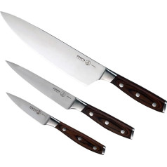 Messermeister Avanta Knife Set, 3 Pieces, Pakka Wood, with Chef's Knife, Utility Knife, Office Knife