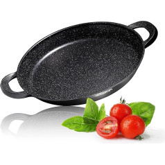 INTIGNIS Professional Paella Pan | 40cm Frying Pan | Aluminium | Non-Stick Marble | Chemical Free | For All Induction Hobs, Oven Safe