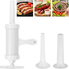 DURANTEY Sausage Press Sausage Filler Manual White Sausage Syringe Sausage Machine with 2 Filling Tubes Meat Filler Machine Plastic Sausage Filling Machine Sausage Press for Homemade Kitchens Families