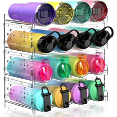 ItMvmt 4 Tier Water Bottle Organiser for Cabinet, Stackable Water Bottle Storage Rack for Kitchen Organisation