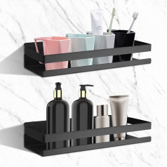 JiGiU Shower Shelf Stainless Steel Matt Black 30 cm