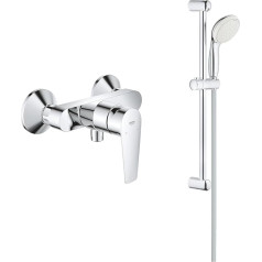 GROHE StartEdge 27598001 Single-Handle Shower Mixer Tap & Tempesta 100 Shower Rail Set (2 Jet Types, Even Jet Pattern, Anti-Limescale System), Chrome