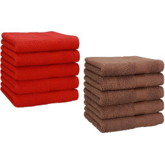 Betz Set of 10 Flannel Cloths Premium 100% Cotton 30 x 30 cm Red and Nut Brown