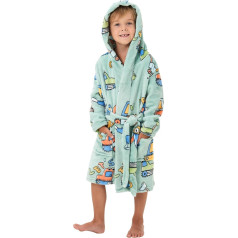 YLLSOPHAN Boys Girls Printed Hooded Dressing Gown with Belt Soft Fleece Extra Thick