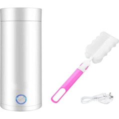 Kellegour Small Portable Kettle, Travel Tea Kettle with Automatic Shut-Off, with Bottle Brush with Sponge, Electric Heated Travel Kettle, Hot Water Boiler, for Milk, Coffee and Tea Preparation