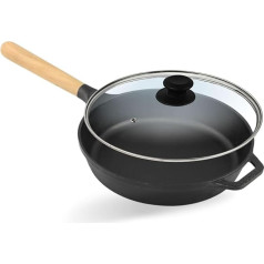 Biol Cast Iron Frying Pan Casserole Pan with Removable Handle Diameter 24 cm, 26 cm, 28 cm Height 5.8 cm and 6.6 cm., 26