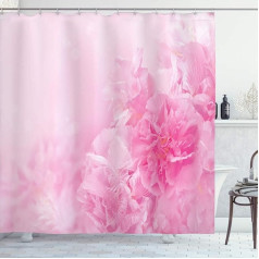 ABAKUHAUS Pale Pink Shower Curtain, Spring Flora Shabby, Fabric with 12 Hooks, Digital Print, Colour-Resistant, Long-Lasting, Bacteria Resistant, 175 x 200 cm, Baby Pink