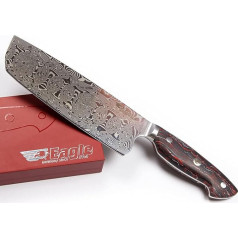 Eagle U-Grip Nakiri Knife 18 cm Full Damascus Steel 108 Layers / File Trays G10 Black/Red/White