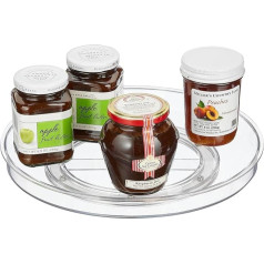 mDesign Rotating Spice Rack - Stylish Spice Rack for Salt and Pepper Baking Supplies and Preserves - Round Kitchen Rack for Sideboard and Kitchen Cabinet - Clear