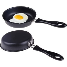 Pack of 2 non-stick pans, 12 cm, omelette pan, mini pan, frying pan, fried egg pan, egg pan, non-stick egg frying pan, for frying eggs, bacon, ham slices, steaks, egg rolls (black)