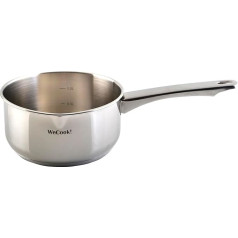 Wecook! Saucepan Stainless Steel, Suitable for All Hob Types, Practical Measuring Scale, Butter, Sauce and Milk Pot with Spout, Induction Cooking Pot, Diameter 14 cm, 1.1 Litres