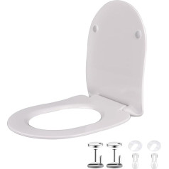 Toilet Lid in Super Slim Design, D Shape Toilet Seat with Soft-Close Mechanism and Quick Release, Duroplast Toilet Lid, Easy Assembly and Cleaning, Removable Toilet Seat, White