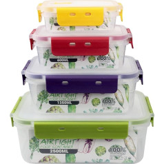 Food Storage Containers with Lid, Plastic Lunch Box, Adult Leak-Proof, Food Storage Containers Set, Stackable Storage Containers Set, Airtight, Fridge Organiser, Microwave Safe
