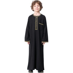 FYMNSI Muslim Boys Robe Kids Abaya Kaftan Islamic Prayer Clothing Arabic Middle East Dubai Long Sleeve Jubba Thobe Zip Robes