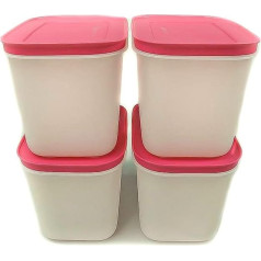 TUPPERWARE Freezer Container 1.1 L White/Pink (4) Containers Ice Crystal Ice Crystal