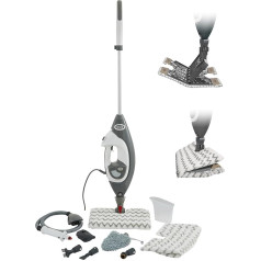 Shark Klik n' Flip Steam Cleaner, Floor and Hand Cleaner, Steam Cleaner for Hard Floors, Tiles, Surfaces, Taps and Glass, 5 Accessories, 2 Settings, Grey/White S6005EU