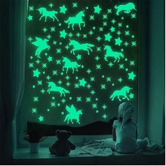 Set of 2 Luminous Stars Self-Adhesive Luminous Stars Children's Room Starry Sky Sticker Wall Sticker Children's Room Girls Unicorn Baby Room Decoration Gifts for Girls Boys Children's Room