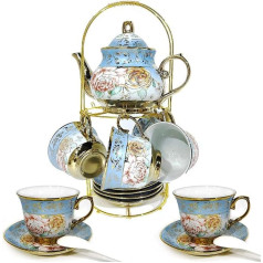 ruxinggu 20 Piece Tea Set, Ceramic Tea Set, Afternoon Tea Set, Adult Tea Set, Gift, Tea Set, Coffee, Strong Tea, Blue