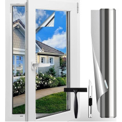 Gufoltie Sun Protection Film Window Interior or Exterior 75 x 200 cm Mirror Film Window Privacy Screen UV Protective Film Residue-free Heat Protection Film Thermal Film Window Against Heat Silver