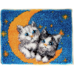 Latch Rug for Knotting Yourself, DIY Latch Set Rug Tapestry with Printed Canvas & Crochet Hook for Children Adults Christmas Gift (39 x 50 cm)