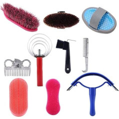 VIFER Horse Brush Set 10-Piece Cleaning Tool for Horses Riding Brush Horse Cleaning Horse Grooming Care Kit Cleaning Tool Professional