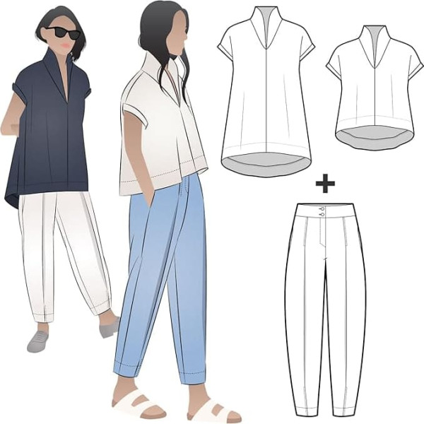 Style Arc Sewing Pattern - Teddy by Two Outfit (Sizes 04-16) - Click More Sizes Available