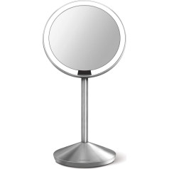 simplehuman ST3004 12 cm, Faltspiegel mit Sensor, 10-fache Vergrößerung, Kosmetikspiegel mit Beleuchtung, gebürsteter Stahl, 5 Jahre Garantie