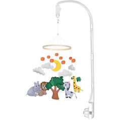 Vidomix Mobile Halterung für Babybett Mobile Baby Windspiele Kinderbett Mobile Arm 360°Drehbar mit Mechanische Spieluhr Baby Bett Spielzeuge für Babys Jungen Mädchen, Gelber Mond