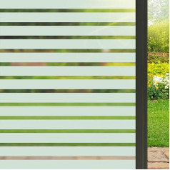 Mgood Window Stickers Self-Adhesive Window Pictures Summer Window Stickers Flowers Self-Adhesive Striped Matte Window Film for Kitchen Bedroom Office (90 x 200 cm)