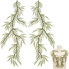 WEBEEDY 2 Pairs Leaves Applique Patches Embroidered Applique Patches Lace Forest Vine Appliques Trim Decoration for Clothing Accessories DIY Costume Craft Projects