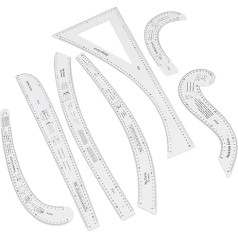 7 Pieces French Curve Ruler, Fashion Pattern Design Ruler Set, Sewing Ruler, Cutter Set for Designing Patterns