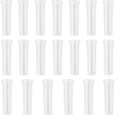 WANDIC Flower Water Pipes, Pack of 20 White, Large, Transparent Flower Tubes, Plastic Flower Bottles with Caps for Preserving Sunflowers, Hydrangeas, Fresh Decoration, 10.8 cm