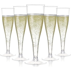 LATERN Pack of 54 Plastic Champagne Flutes, 150 ml Clear Champagne Glasses, Reusable Party Wine Cups with Handle for Garden, Wedding, Anniversary, Showers, Parties (5 x 17 cm)