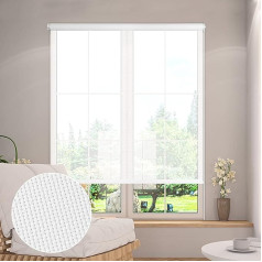 Kokorona Light Filter Roller Blind, Window Shades, Solar Roller Blind, UV Protection, Waterproof Fabric, Clear Blinds for Windows, Flame Retardant, Easy Installation, White, 86 cm × 183 cm