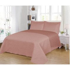 Bedspread Bed Throw 250 x 260 cm Reversible 100% Microfibre Extra Soft with 2 Pillowcases 50 x 70 cm Bedspread Bed Throw for Double Bed 140/150/160 cm for Spring and Summer - Smooth Pink