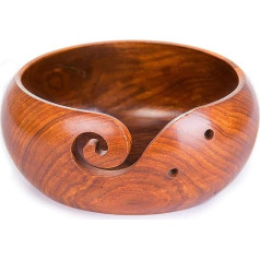 Joyeee Wooden Yarn Bowl Large, Premium Knitting Storage Accessories & Accessories, Yarn Holder for Knitting and Crochet Yarn Rollers, Handmade Yarn Ball Bowl Brown Box, 20 cm / 7.8 Inches #4