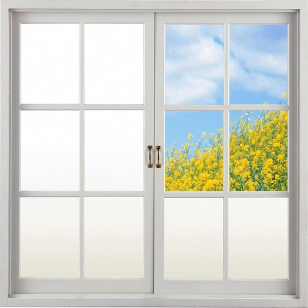 Veakii Electrostatic Window Film, Opaque Privacy Film, Self-Adhesive Frosted Glass Film, Privacy Film Window with Anti-UV for Bedroom, Bathroom, Office (Matte White, 60 x 400 cm)