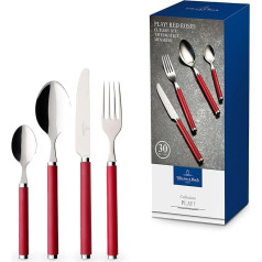 Villeroy & Boch – Play! Red Roses Tafelbesteck, 30 Teilig 6 Personen, Spülmaschinenfest, Besteck Rot Bunte Griffe, Besteck Mit Kunststoffgriffen, Besteck Set, Essbesteck, Messer, Gabel, Löffel