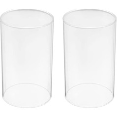 BESPORTBLE Pack of 2 Glass Cylinder Lantern Glasses Transparent Candle Holder Tea Light Glasses Lantern Replacement Cylinder Candle Glasses Tea Light Glass for Home Table Decoration 15 x 8 cm