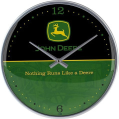 Nostalgic-Art Retro Wanduhr, Ø 31 cm, John Deere Logo – Black and Green – Geschenk-Idee für Traktor-Fans, Große Küchenuhr, Vintage Design