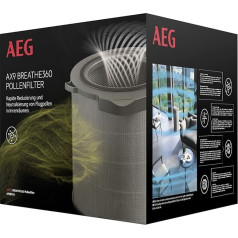 AEG AFDBTH4 Filter BREATHE360 (Fits AX91-404DG Air Purifier, Reduces 99% of Pollen, Eliminates 99.9% of Bacteria, Pure Air, Optimal Filtration, Long Life, Grey)