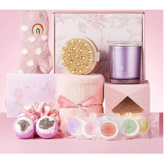 Relaxation Gifts for Women Scented Candles Gift Set by Large Candle in Glass with Lavender Wellness Set for Mother, Wife, Girlfriend, Friends, Family, Colleagues