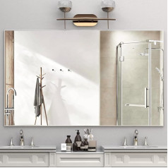 BEAUTME Wall Mirror, Bathroom Mirror, 152.4 x 91.5 cm, Large Mirror, Wall Mirror, Modern Mirror, Horizontal/Vertical (Silver)