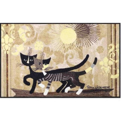 Rosina Wachtmeister Passeggiata Fußmatte 75 x 120 cm Türmatte Schmutzfangmatte Fußabtreter Flur-Läufer Wohn-Teppich Katzen bunt