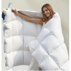 Uniency Down Duvet 240 x 260 cm, Warm Winter Duvet with Down and Feathers, Duvet 260 x 240 cm, Down Duvet Comfort and Luxury, White, Oeko-Tex and RDS Certified