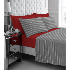 GC GAVENO CAVAILIA Fitted Sheet Printed King Size with Pillowcases 100% Brushed Cotton Charcoal Red 735045