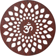 Tarini Gallery Om Handmade Wooden Sculpture Mandala Pattern Decorative Showpiece for Home Office Temple Yoga Meditation Decoration and Gift