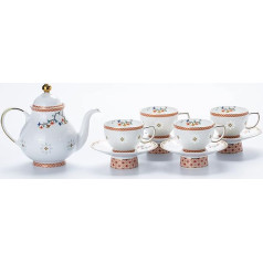 AICYAN The Ultimate Blossom Modern Glowing Porcelain Tea Sets for Adults, Afternoon Tea Set, Chinese Tea Sets, Tea Sets with Teapot, Coffee Cup and Saucer Set of 9