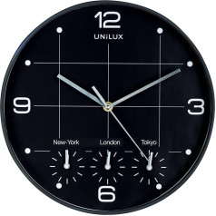 Unilux 400094567 on Time World Clock World Time Display – Ideal for Shops, Offices, Local Black